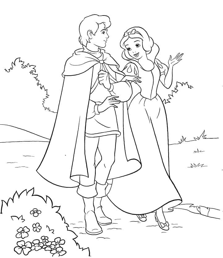 Desenho deBranca de Neve com Principe para colorir