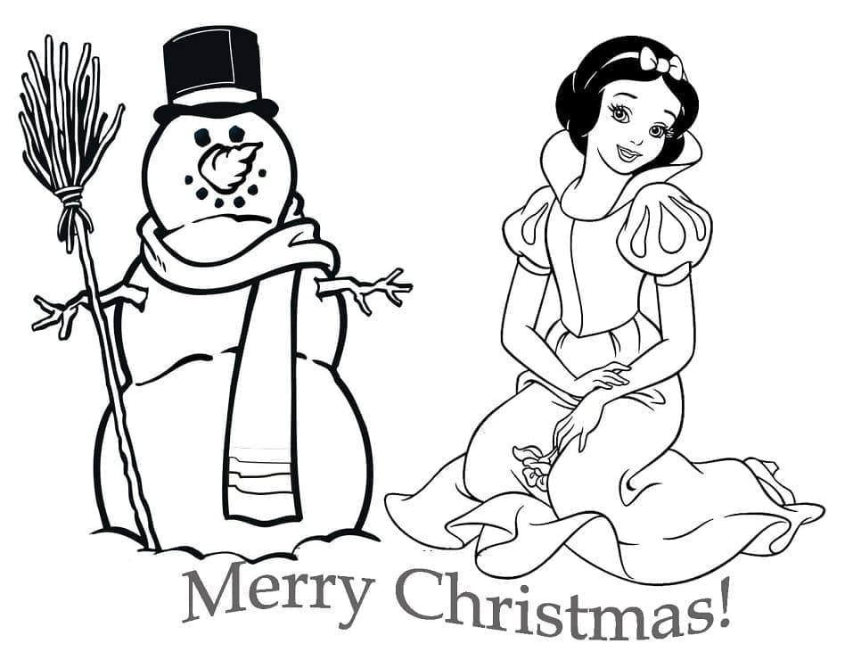 Desenho deBranca de Neve e Boneco de Neve para colorir