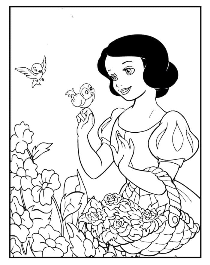 Desenho deBranca de Neve e Flores para colorir