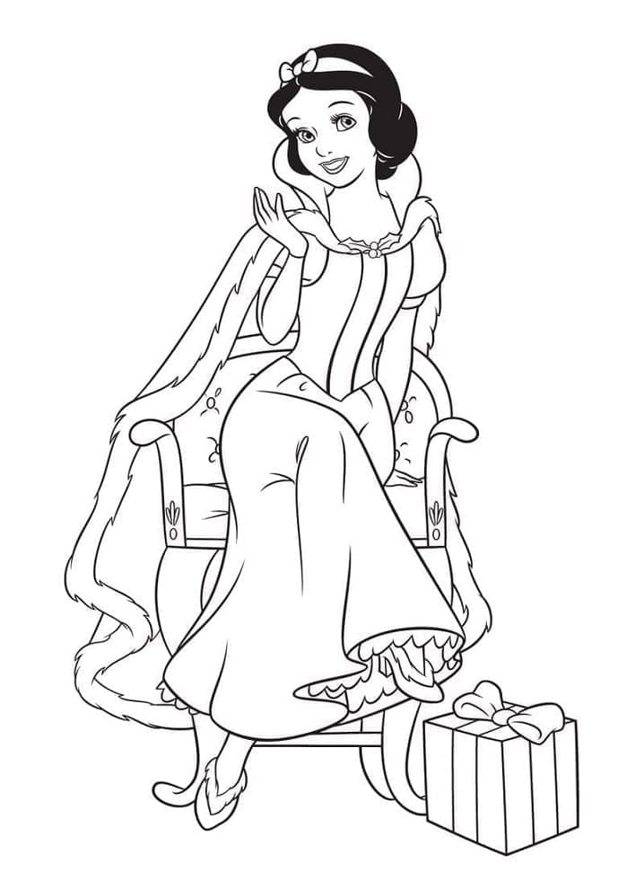 Desenho deBranca de Neve e Presente para colorir