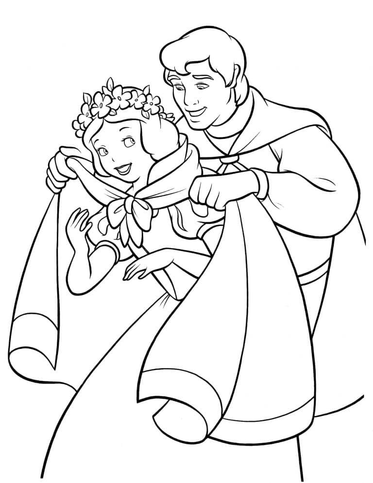 Desenho deBranca de Neve e Principe para colorir