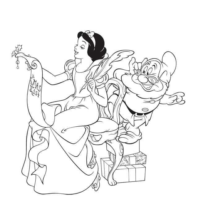 Desenho deBranca de Neve no Natal para colorir