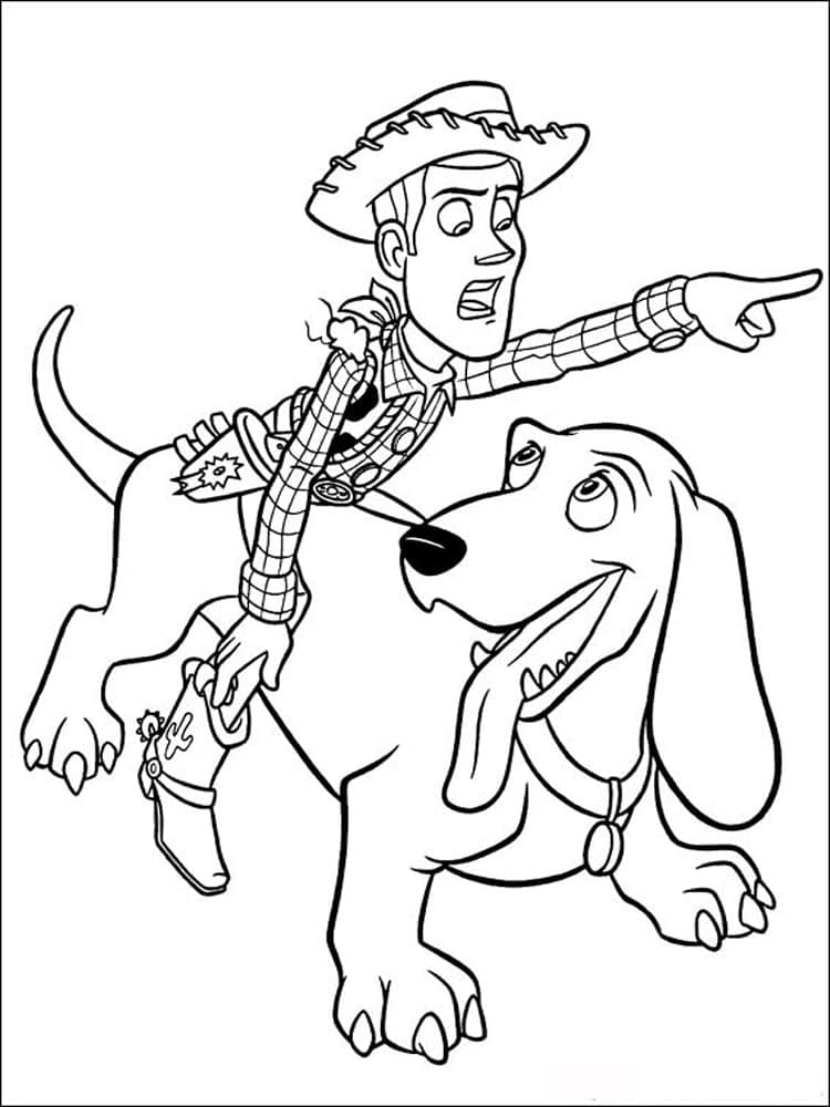 Desenho deBuster e Woody Toy Story para colorir