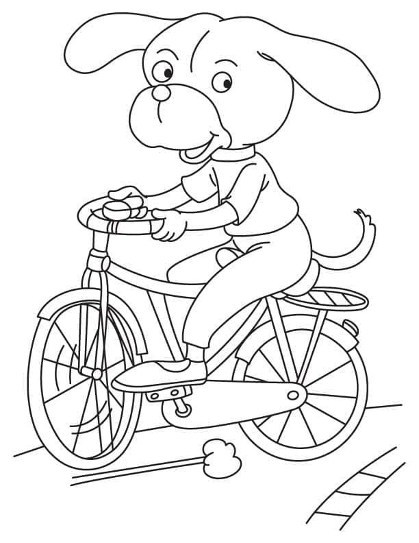 Desenho deCachorro Anda de Bicicleta para colorir