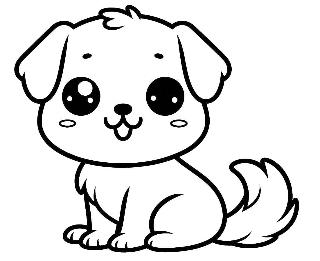 Desenho deCachorro Kawaii Fácil para colorir