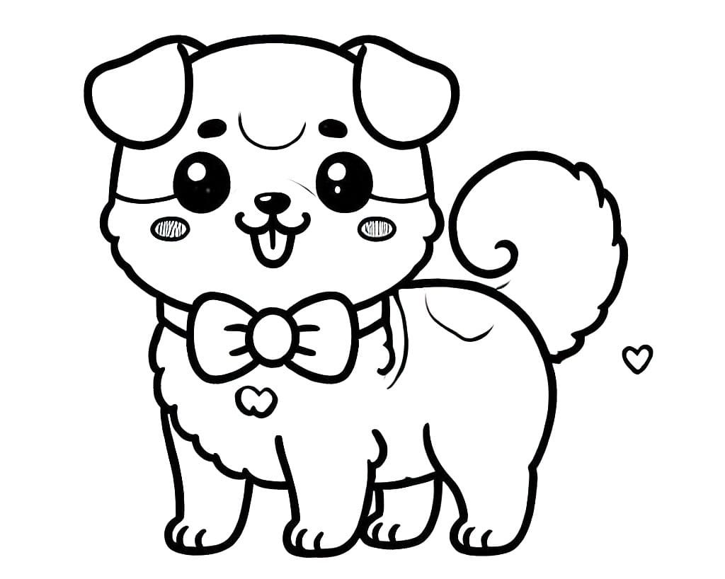 Desenhos de Cachorro Kawaii para colorir