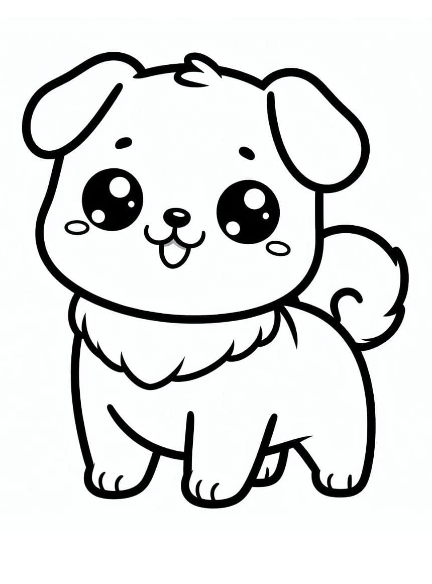 Desenho deCachorro Kawaii Imprimível Grátis Para Crianças para colorir