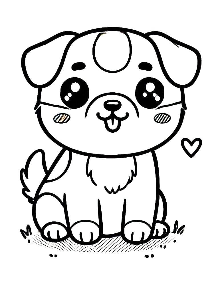 Desenho deCachorro Kawaii Imprimível Grátis para colorir