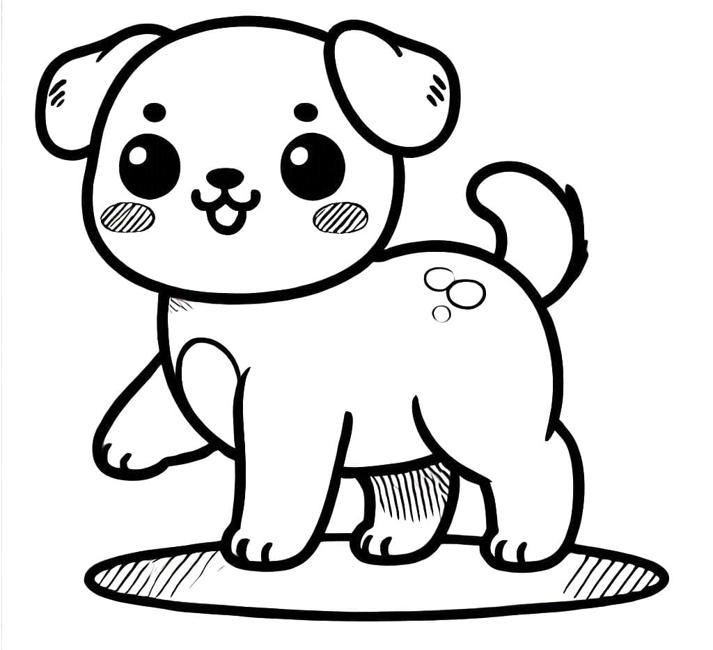 Desenho deCachorro Kawaii Para Crianças de 1 Ano para colorir