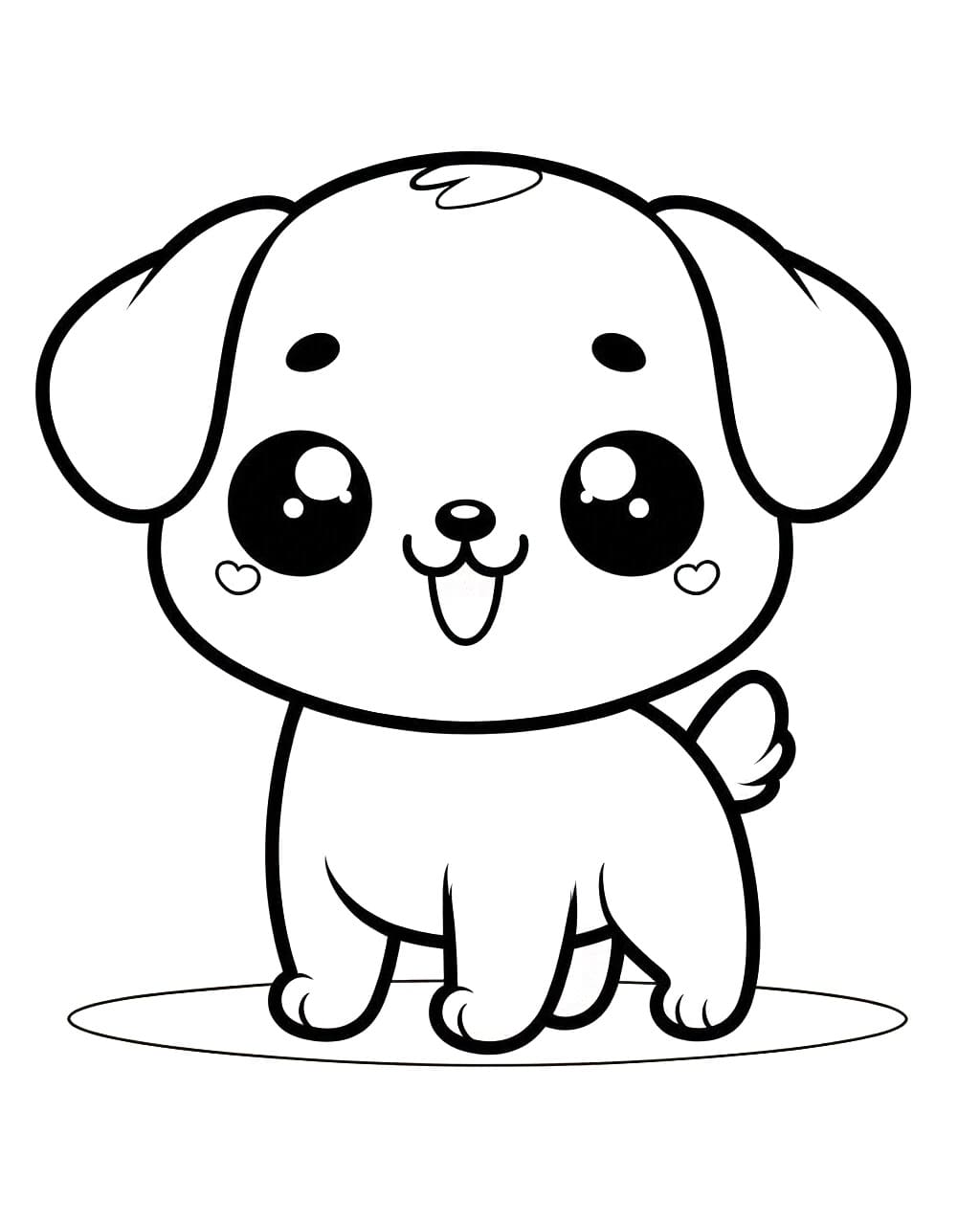 Desenho deCachorro Kawaii Para Crianças de 2 Ano para colorir