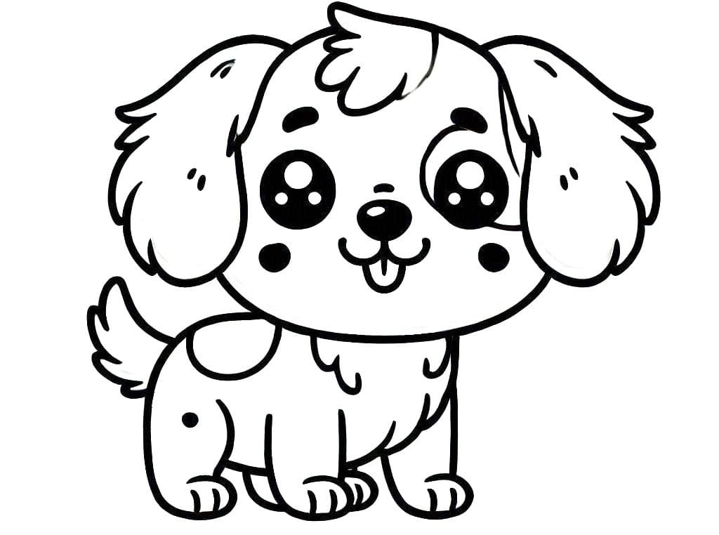 Desenho deCachorro Kawaii Para Crianças de 3 Ano para colorir