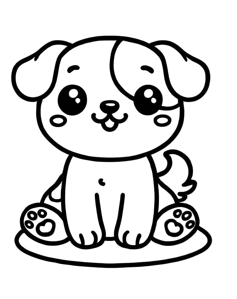 Desenho deCachorro Kawaii Para Crianças de 4 Ano para colorir