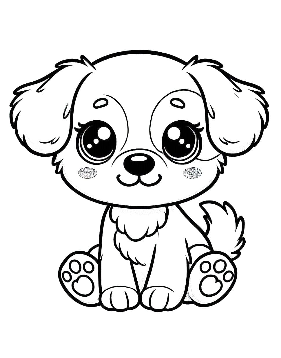 Desenho deCachorro Kawaii Para Crianças de 5 Ano para colorir