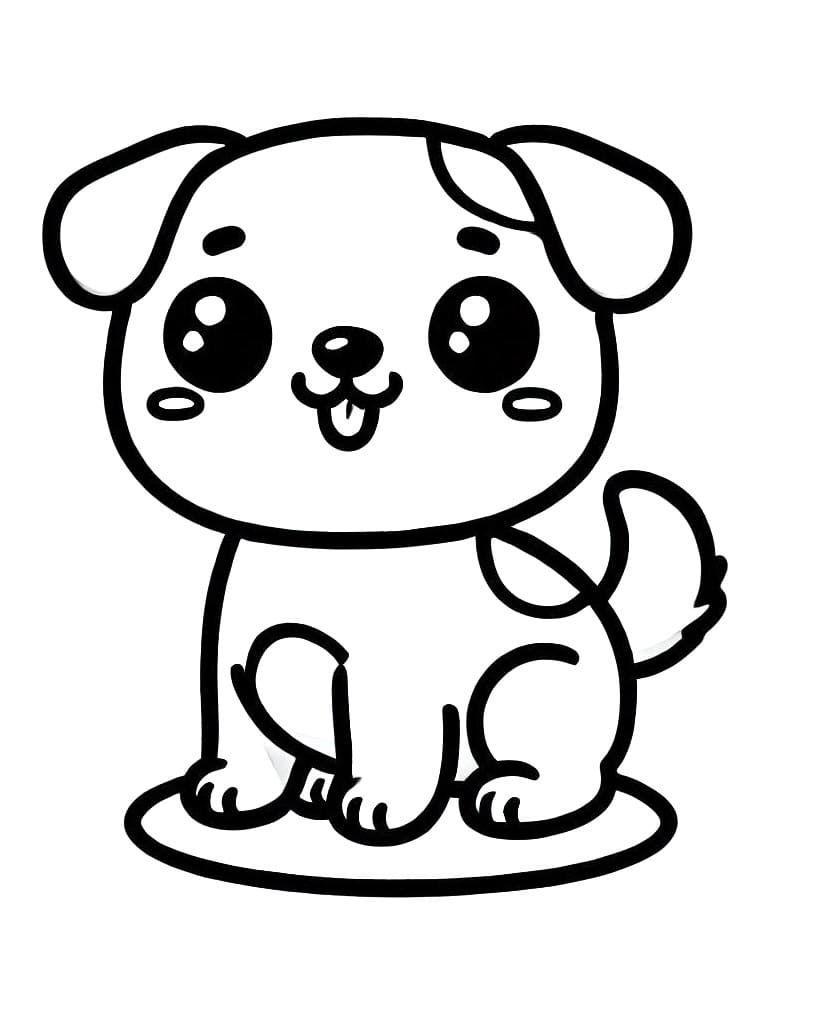 Desenho deCachorro Kawaii Para Crianças de 6 Ano para colorir