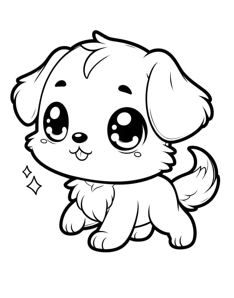 Desenho deCachorro Kawaii Para Crianças para colorir