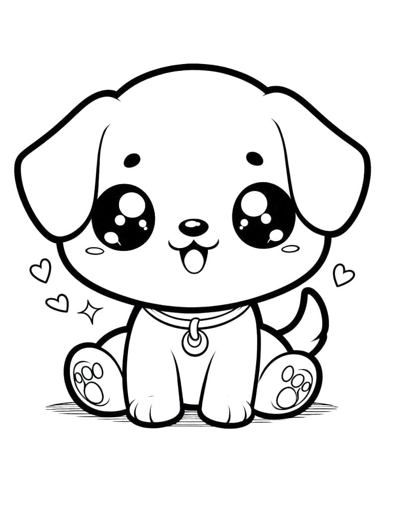 Desenho deCachorro Kawaii Sorridente para colorir