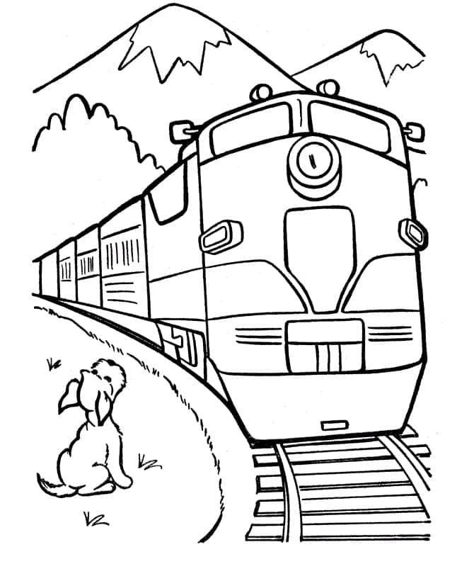 Desenho deCachorro e Trem para colorir