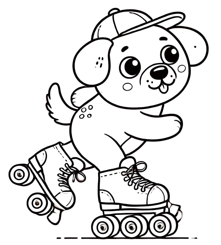 Desenho deCachorro em Patins para colorir