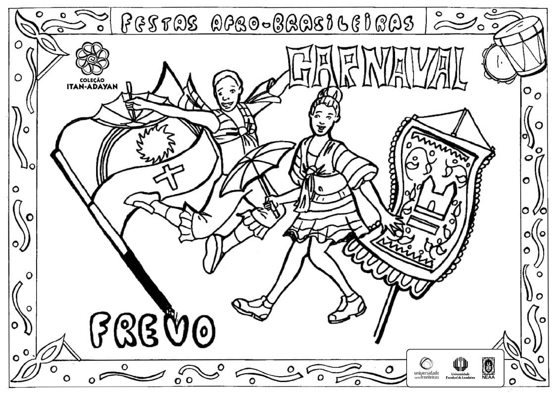 Desenho deCarnaval Frevo para colorir