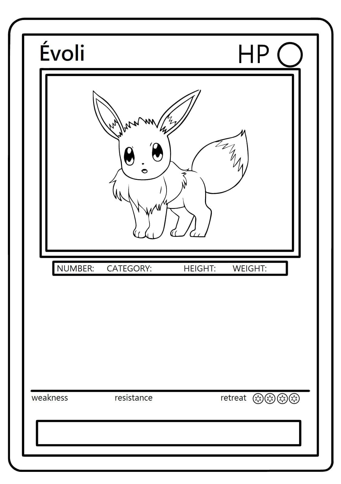 Desenho deCarta Pokémon Eevee para colorir