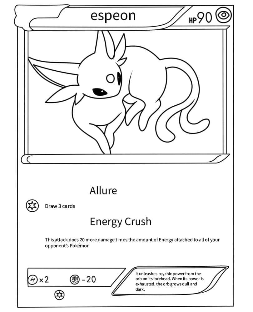 Desenho deCarta Pokémon Espeon para colorir