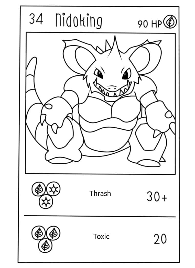 Desenho deCarta Pokémon Nidoking para colorir