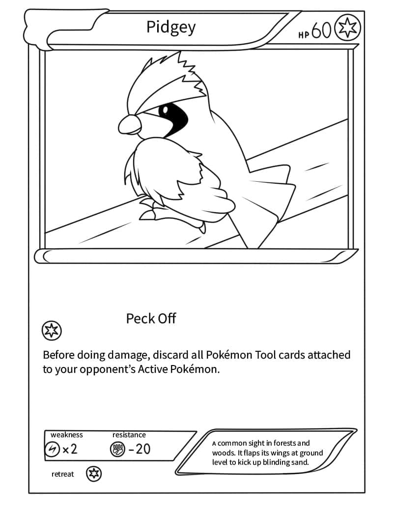 Desenho deCarta Pokémon Pidgey para colorir