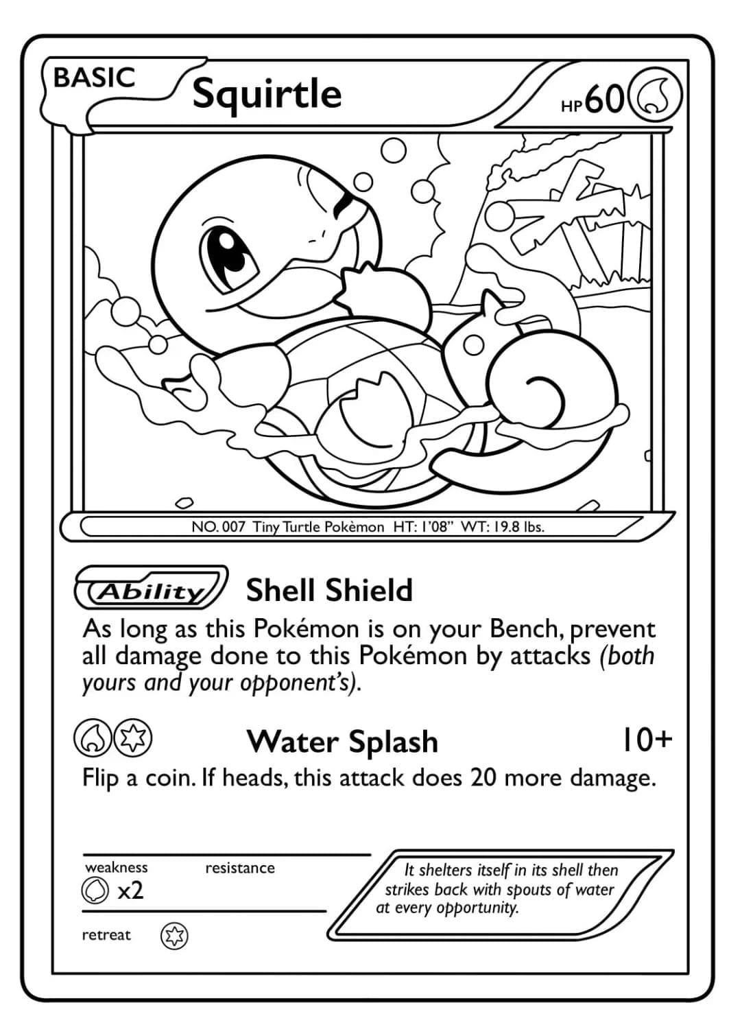 Desenho deCarta Pokémon Squirtle para colorir