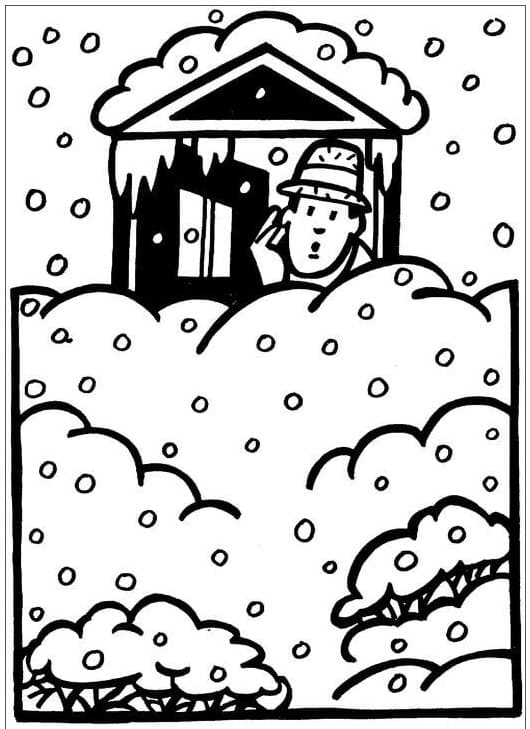 Desenho deCasa na Neve para colorir