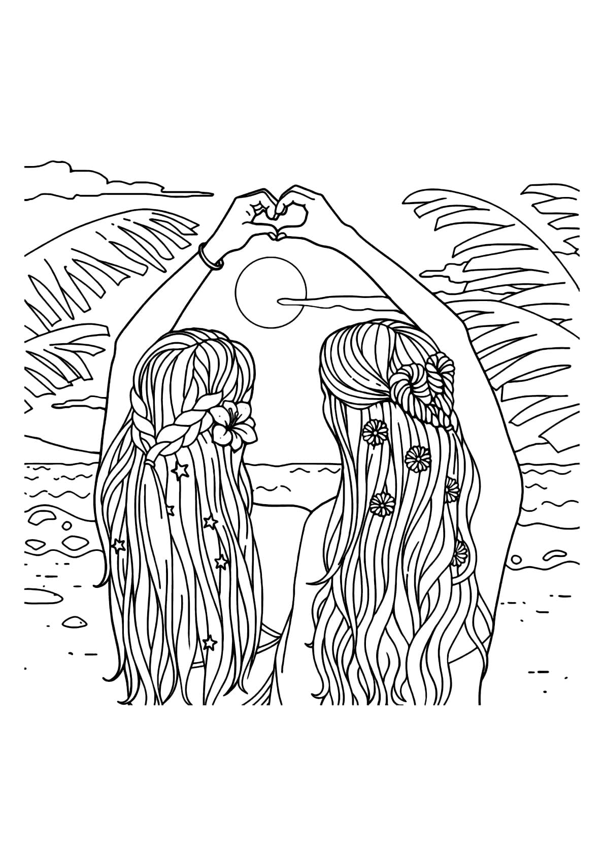 Desenho deCasal de Amigas Tumblr para colorir