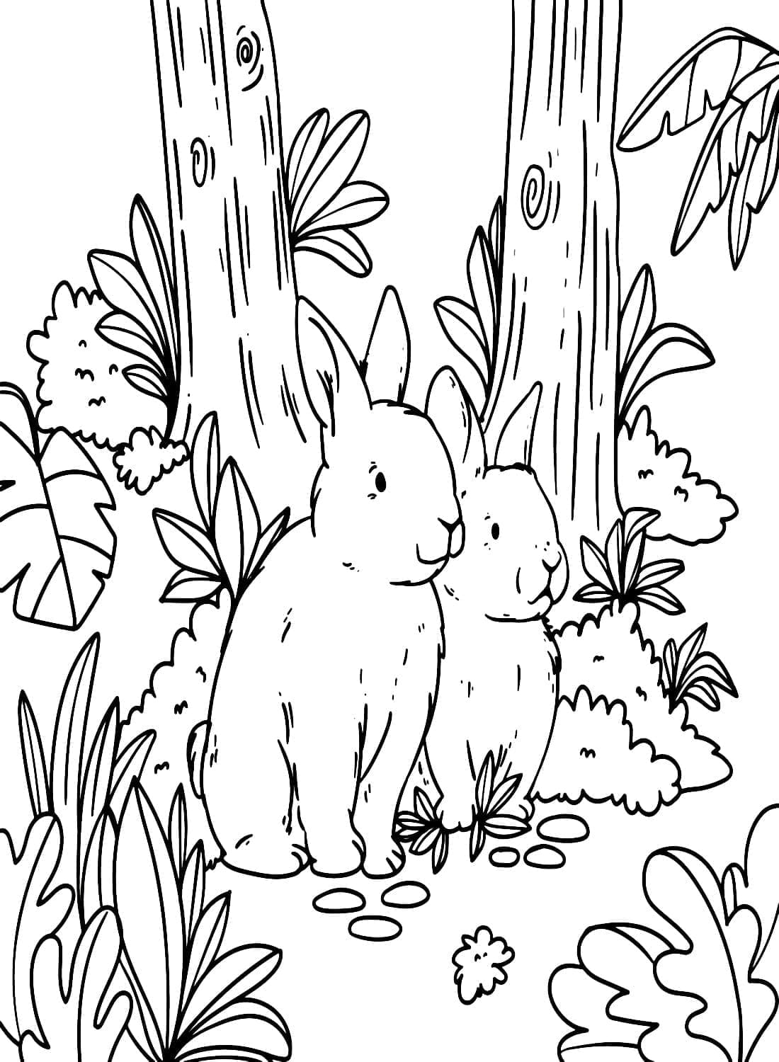 Desenho deCasal de Coelhos para colorir