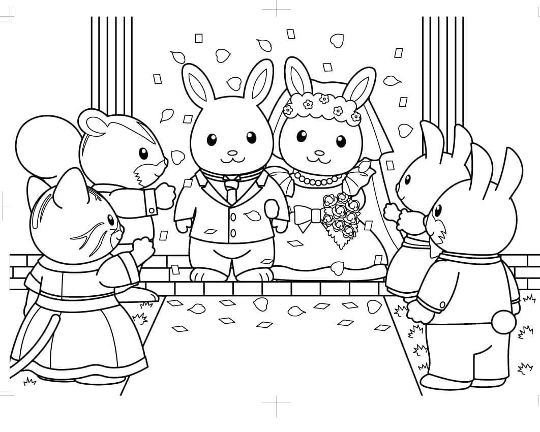 Desenho deCasamento das Sylvanian Families para colorir