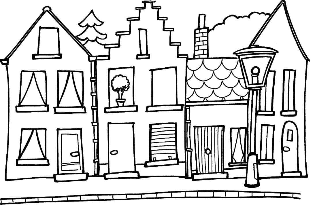 Desenho deCasas para colorir