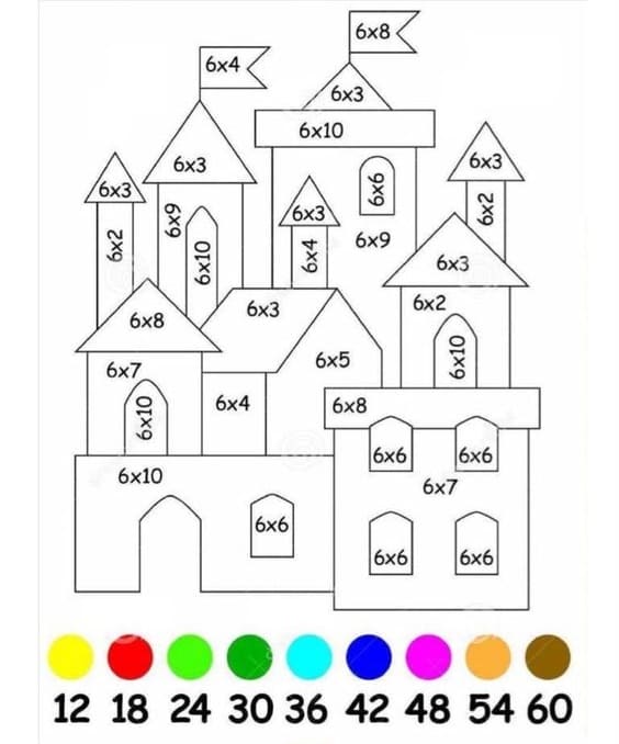 Desenho deCastelo Multiplicação para colorir