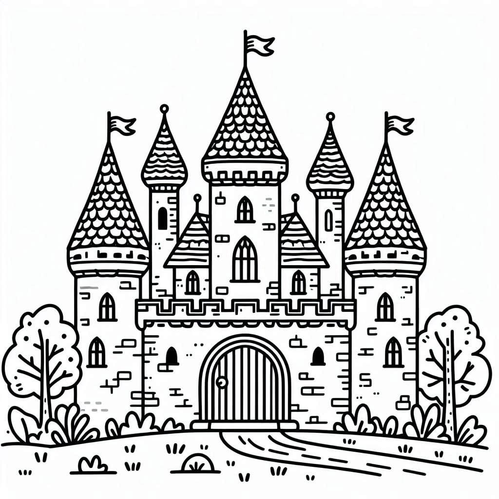 Desenho de Castelo de Fantasia para colorir