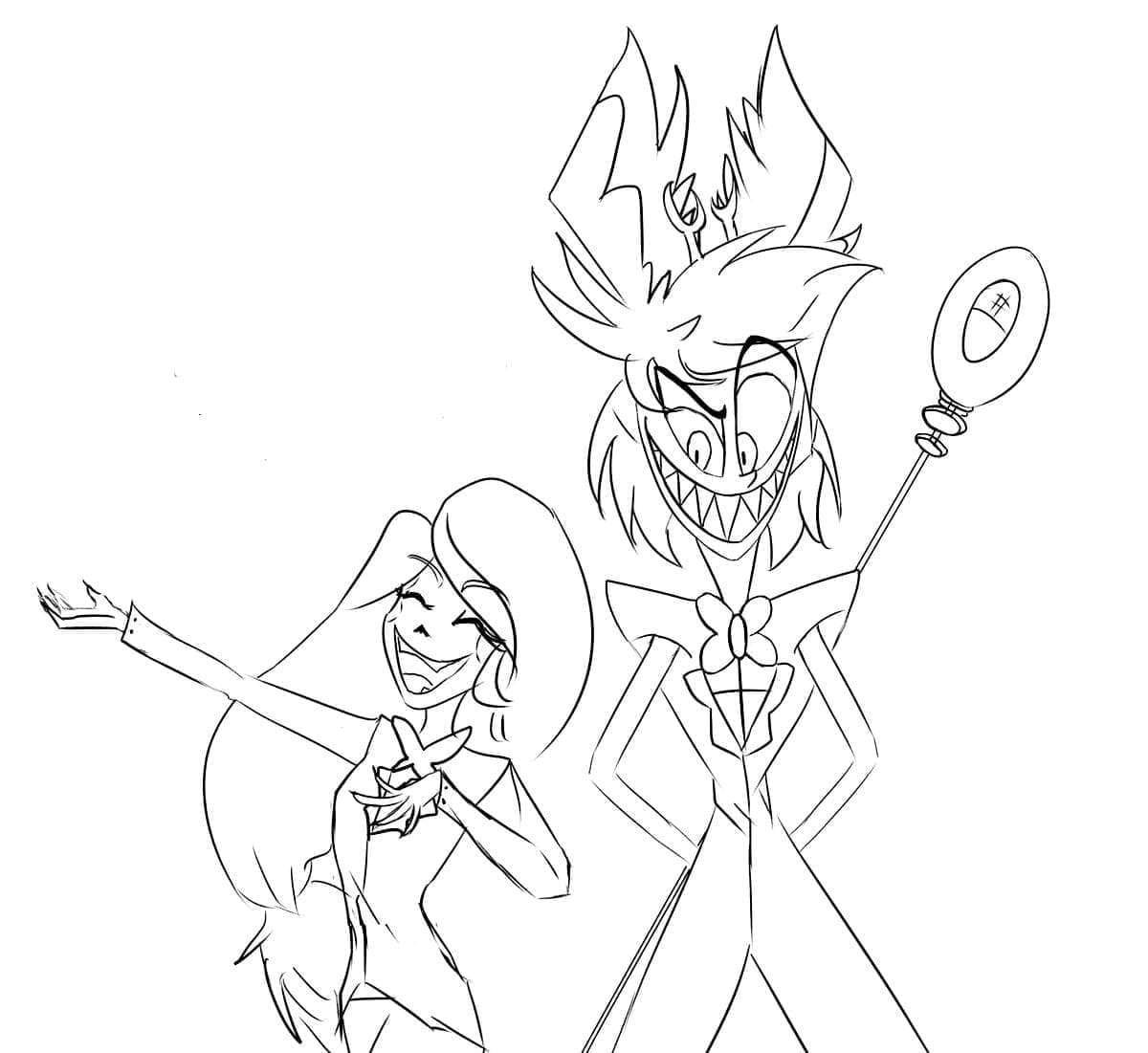 Desenho deCharlie Magne e Alastor Hazbin Hotel para colorir