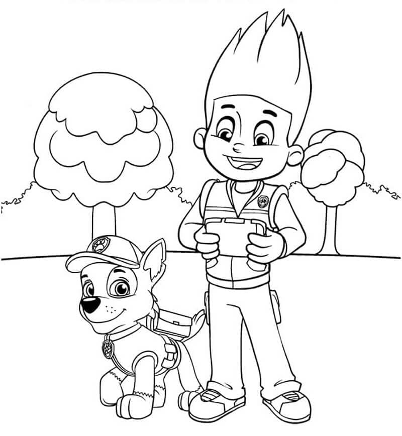 Desenho deChase e Ryder Patrulha Canina para colorir