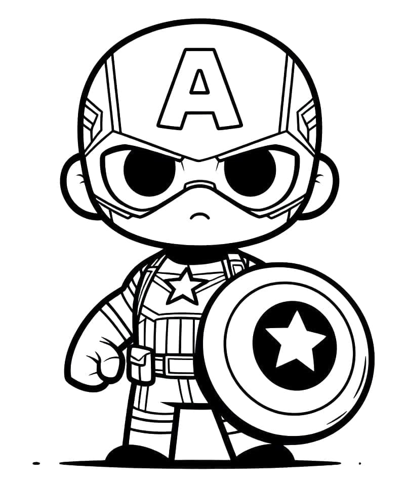 Desenho deChibi Capitão América para colorir