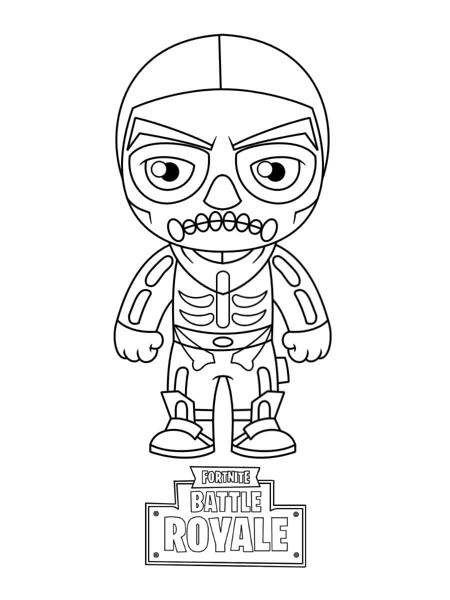 Desenho deChibi Skull Trooper de Fortnite para colorir