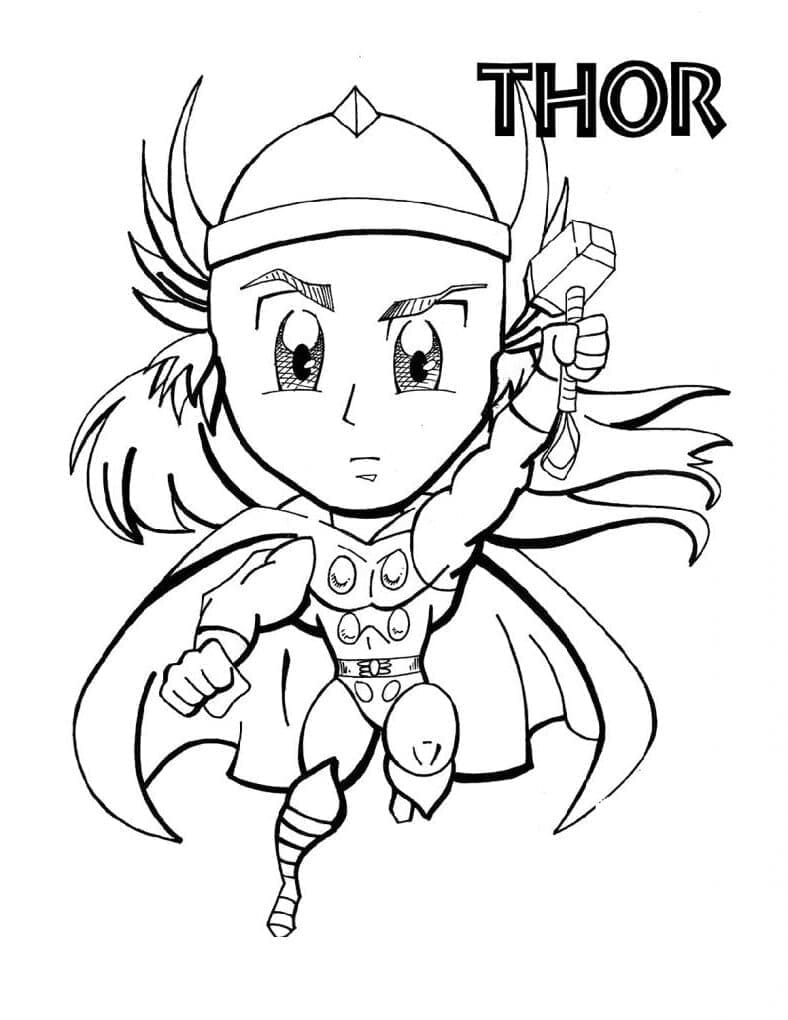 Desenho de Chibi Thor para colorir