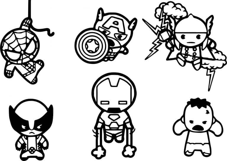 Desenho deChibi Vingadores para colorir