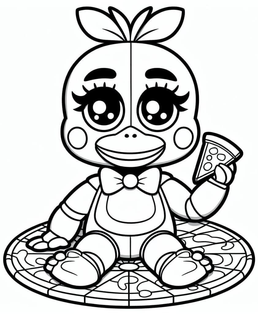 Desenho deChica Fnaf e Pizza para colorir