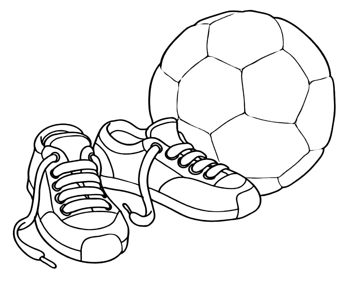 Desenho deChuteiras e Bola para colorir