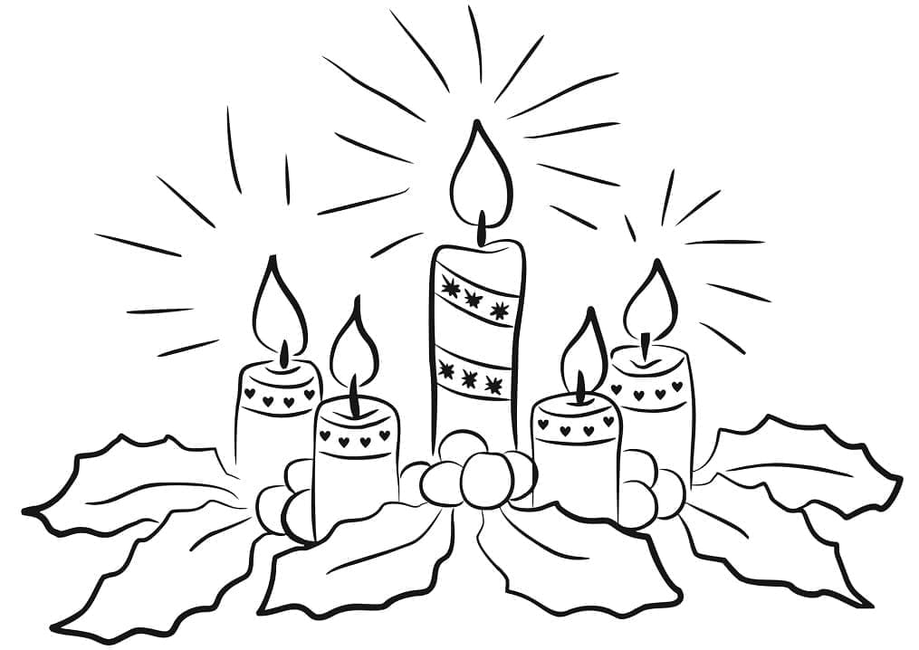 Desenho deCinco Velas de Natal para colorir