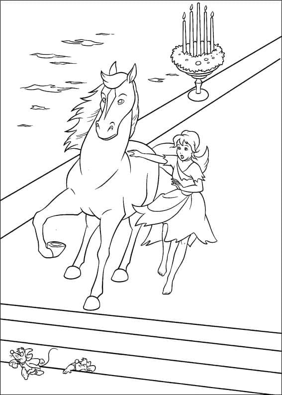 Desenho deCinderela com Cavalo para colorir