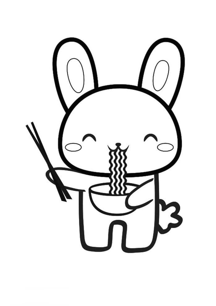 Desenho de Coelhinho Kawaii para colorir