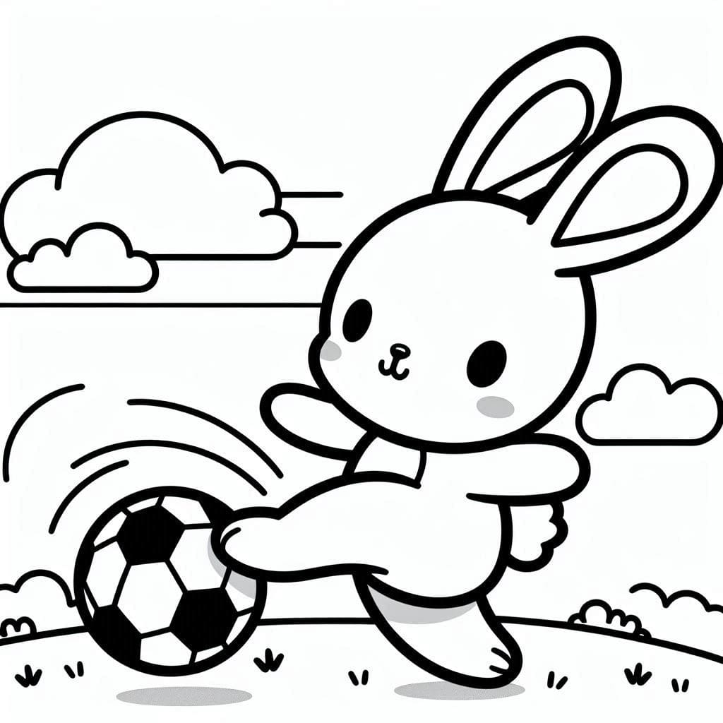 Desenho deCoelho Jogando Futebol para colorir