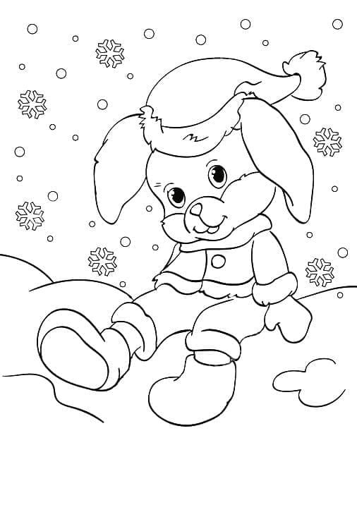 Desenho deCoelho de Inverno para colorir