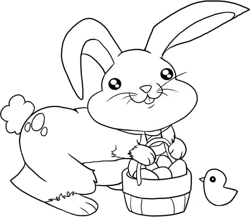 Desenho deCoelho de Páscoa Kawaii para colorir