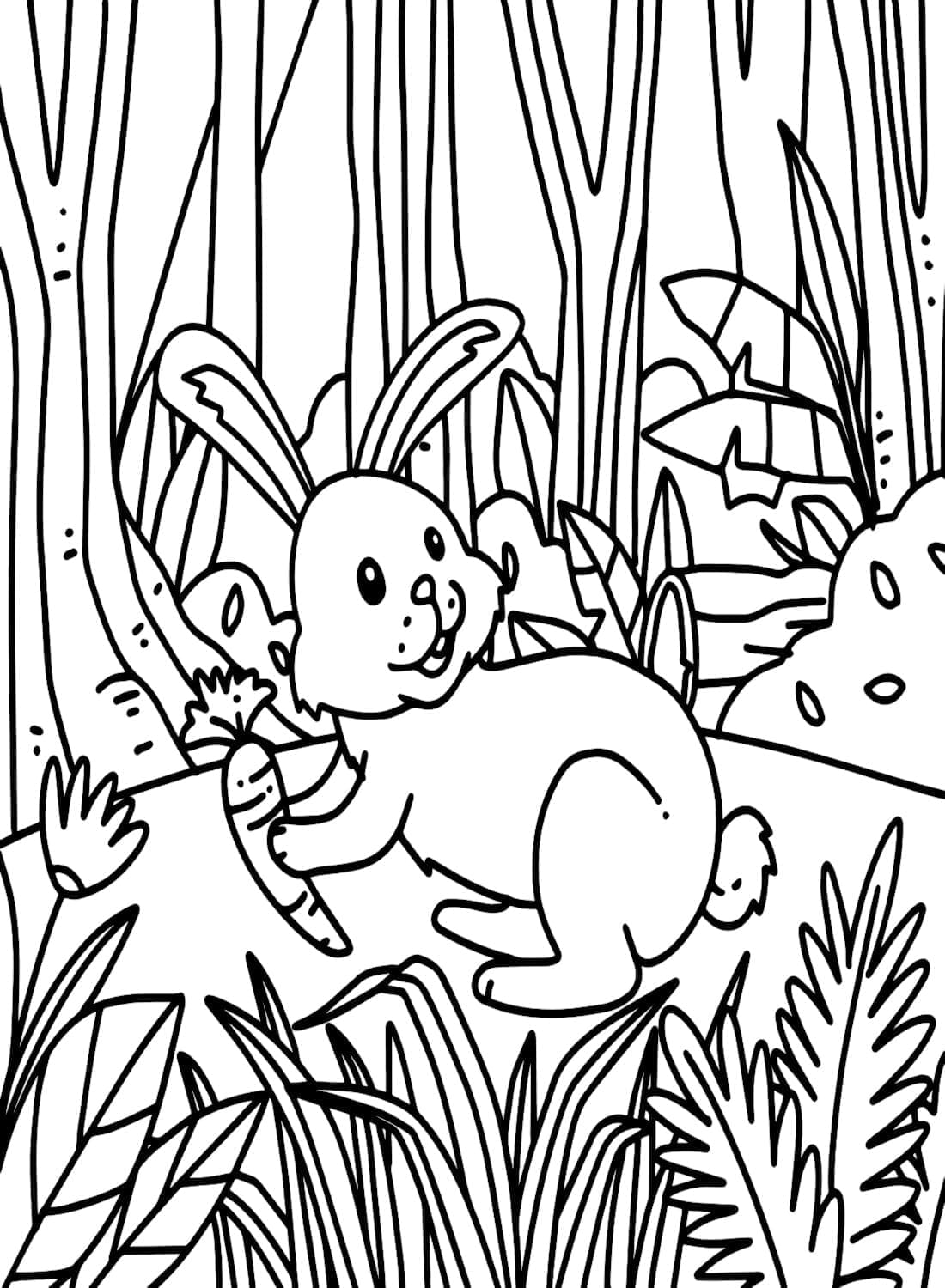 Desenho deCoelho na Floresta para colorir